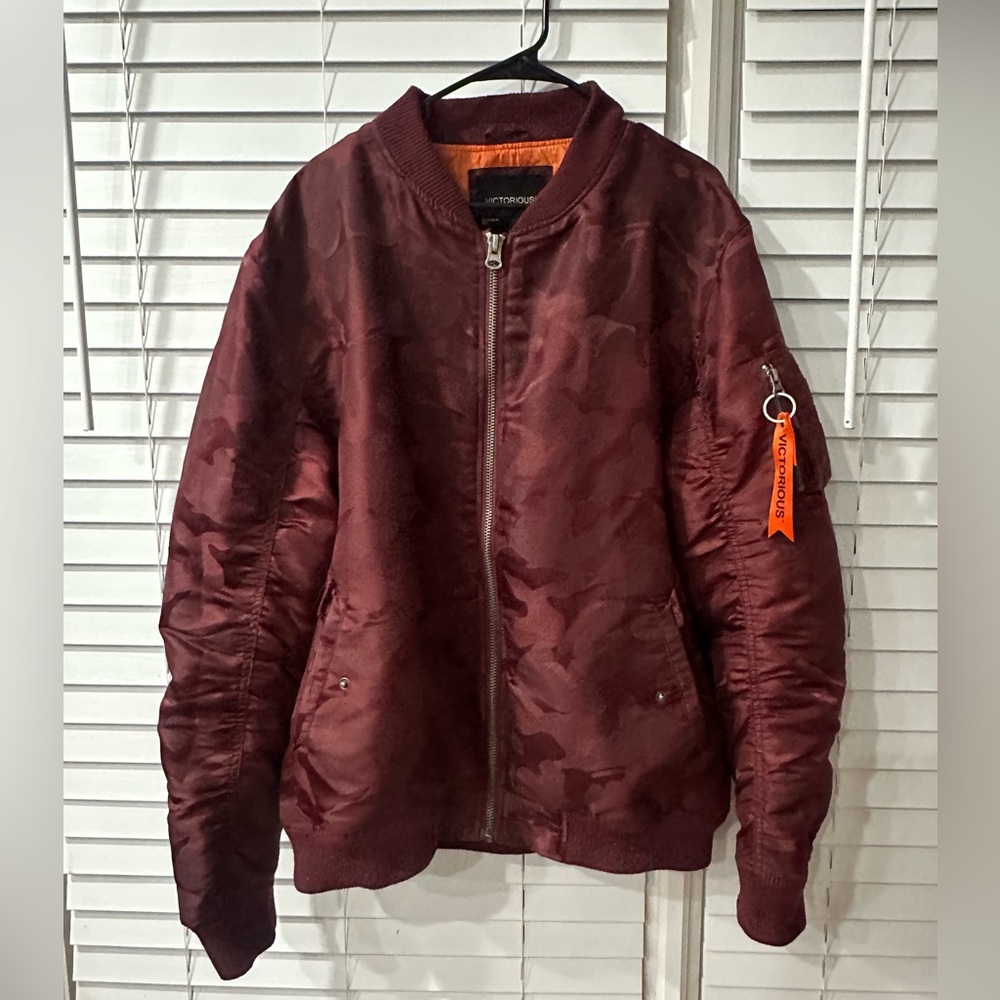 Victorious Burgundy Bomber Jacket With The Orange Tags! 🧡 Best Offer Accepted!